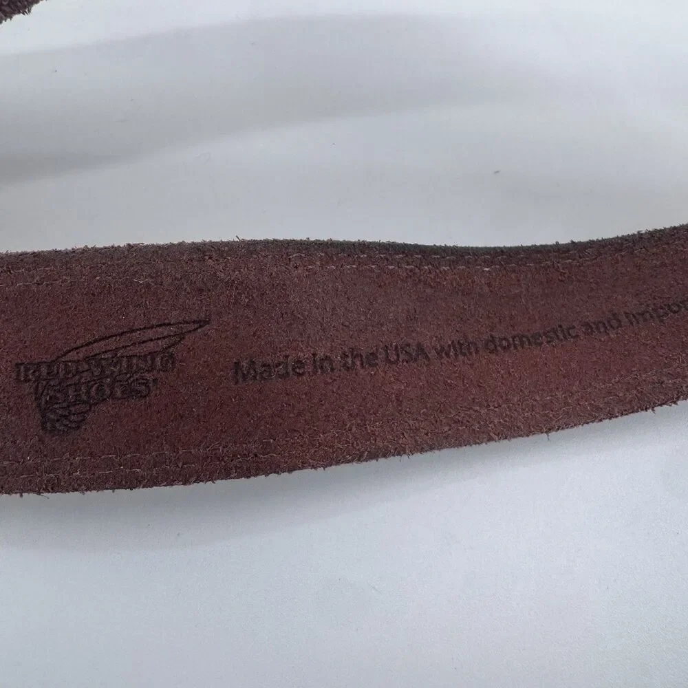 Red Wing Basic Work Belt Mens Size 38 Brown Leather Brass Buckle USA 96524